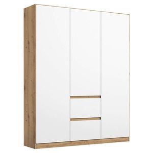 Rauch Möbel ŠATNÍ SKŘÍŇ S OTOČNÝMI DVEŘMI, bílá, dub artisan, 136/197/54 cm obraz