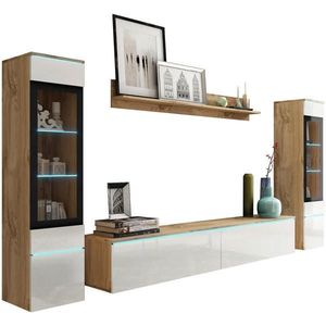 P & B OBÝVACÍ STĚNA, dub wotan, vysoce lesklá bílá obraz