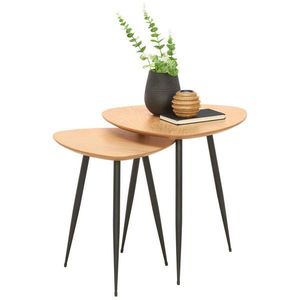 Xora SADA ODKLÁDACÍCH STOLKŮ, dub, černá, barvy dubu obraz