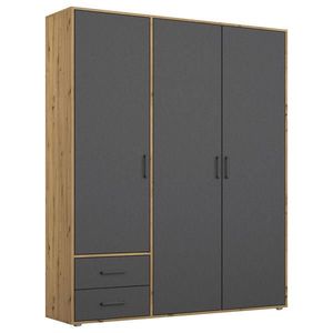 Rauch Möbel ŠATNÍ SKŘÍŇ S OTOČNÝMI DVEŘMI, šedá, dub artisan, 140/194/53 cm obraz
