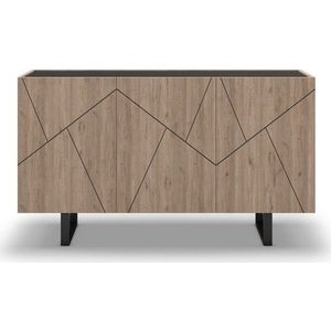 Černá/přírodní nízká komoda v dekoru dubu 140x80 cm Milena – Marckeric obraz