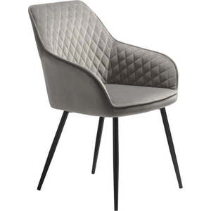 Světle šedé čalouněné jídelní křeslo s područkami Milton – Unique Furniture obraz