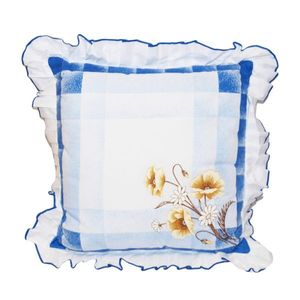 Polštář Máky s volánem modrý, 40x40 cm obraz