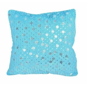 Návlek na polštář, Plyšový se stříbrnými vločkami, modrý, 40 x 40 cm obraz