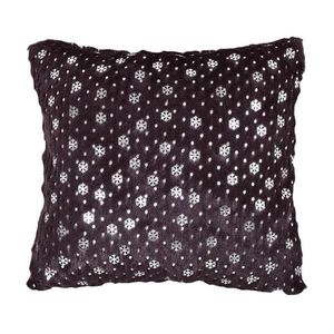 Návlek na polštář, Plyšový se stříbrnými vločkami, tmavě hnědý, 40 x 40 cm obraz