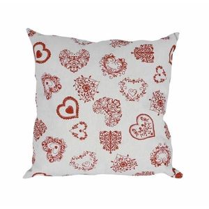 Návlek nebo Polštář, Červená srdíčka, šedý samostatný návlek obraz