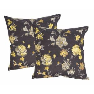 Návlek na Polštář, Decora zlaté květy, černý 40 x 40 cm obraz