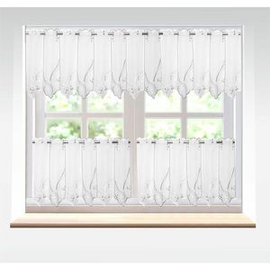 Záclona voál, Tina, vitrážka metráž, bílošedá 35 cm obraz