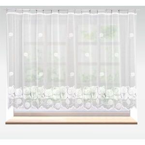 Záclona žakárová, Kočky metráž, bílá 120 cm obraz