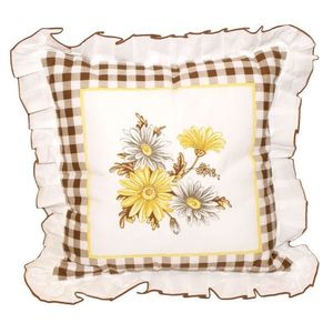 Návlek na polštář, Gerbera s volánem, hnědý, 40 x 40 cm obraz