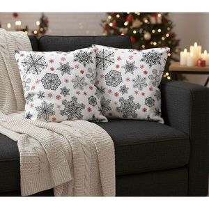 Návlek na Polštář, Vánoční Vločky 1167, bílý obraz