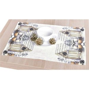 Prostírka vánoční, Domečky a šišky 30 x 45 cm obraz