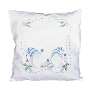 Návlek na polštář, Trpaslíci modrostříbrní, bílý, 40 x 40 cm obraz
