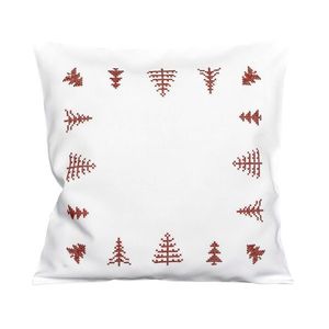 Návlek na polštář, Vyšívané stromečky, bílý, 40 x 40 cm obraz
