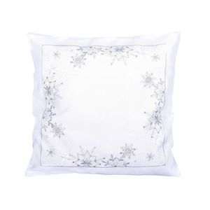 Návlek na polštář, Vločky a Vánoce, bílý, 40 x 40 cm obraz