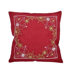 Návlek na polštář, Vločky a Vánoce, červený, 40 x 40 cm obraz