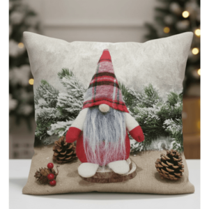 Vánoční 3D návlek, Trpaslík s károvanou kostičkou, 40 x 40 cm obraz