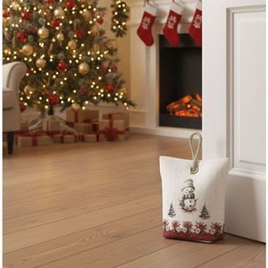 Dveřní zarážka - závaží, Sněhulák a vánoční hvězdy, 22 x 23 cm obraz