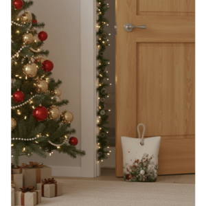 Dveřní zarážka - závaží, Vánoční větvičky a ozdoby, 22 x 23 cm obraz