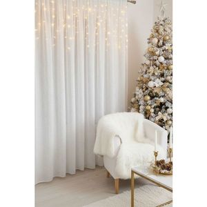 Záclona dreher, Rain lurex zlatý, bílá 150 cm obraz