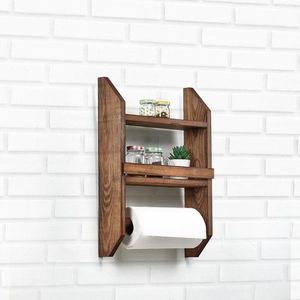 Wooden Shelf Spice Rack & Towel Hanger obraz