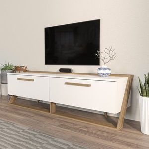 TV stolek Astrid - White, Walnut obraz