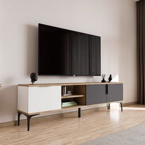 TV stolek Tarz - White, Anthracite, Oak obraz