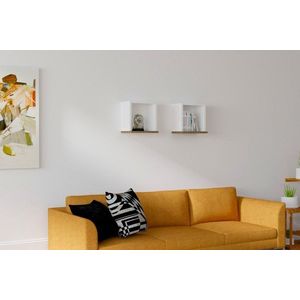 Nástěnná police Sevima - White, Walnut obraz