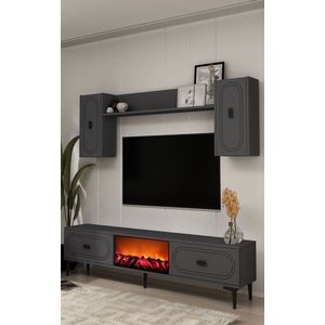 TV stěna / Sestava pod TV Weny Bohem Fireplace - Anthracite obraz
