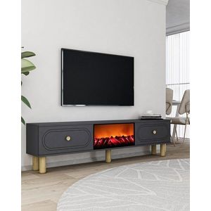 TV stolek Polen Bohem Fireplace - Anthracite obraz