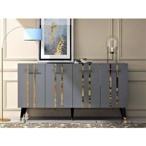 Konzolový stolek Asel - Anthracite, Gold obraz