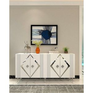 Konzolový stolek Domino KB150 - White, Silver obraz