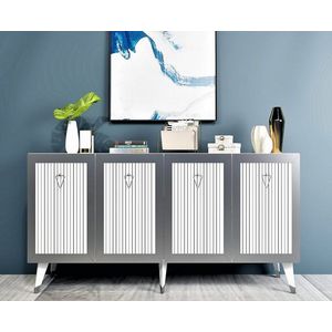 Konzolový stolek Bare - White, Silver obraz