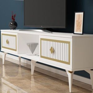 TV stolek Nil - White, Gold obraz