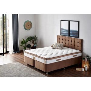 Double Mattress, Base & Headboard Latte - Light Brown (160 x 200) obraz