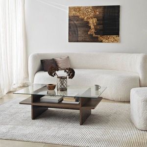 Konferenční stolek Saga Rectangle - Walnut, Transparent obraz