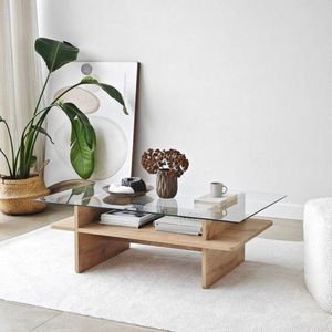 Konferenční stolek Saga Rectangle - Sapphire, Transparent obraz