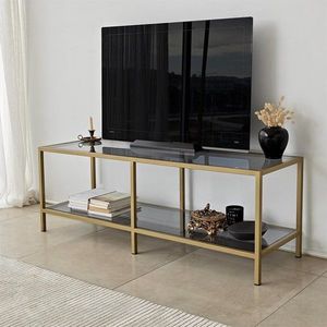 TV stolek Basic - Dark Grey, Gold obraz