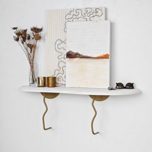 Nástěnná police Edera - Gold, White obraz