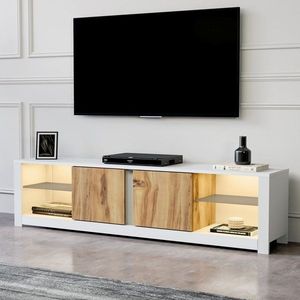 TV stolek Aydos - White, Oak obraz