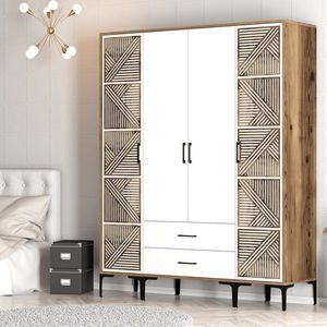 Šatní skříň Kumsal PTP - Walnut, White obraz