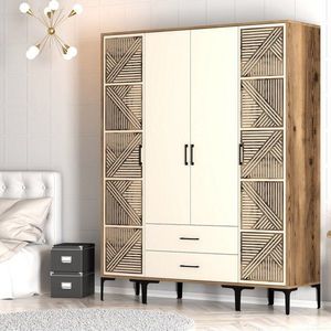 Šatní skříň Kumsal PTP - Walnut, Cream obraz