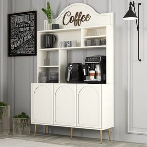 Coffee Bar Cabinet Lyon 120 - Cream, Gold obraz