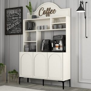 Coffee Bar Cabinet Lyon 120 - Cream, Black obraz