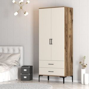 Šatní skříň Kumsal T - Walnut, Cream obraz