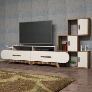 TV stěna / Sestava pod TV Flora S - Walnut, Cream obraz