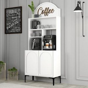 Coffee Bar Cabinet Lyon 80 - White, Black obraz