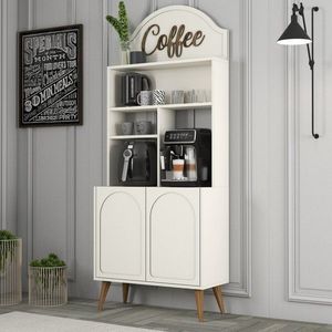Coffee Bar Cabinet Lyon 80 - Cream, Walnut obraz