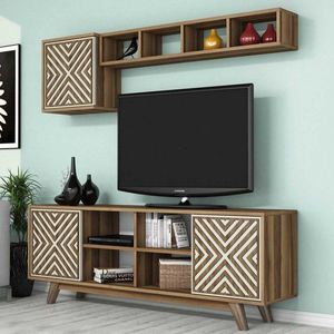 TV stěna / Sestava pod TV Inci - Walnut, Cream obraz