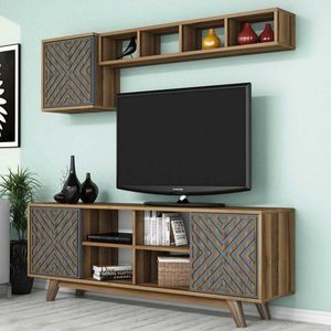 TV stěna / Sestava pod TV Inci - Walnut, Blue obraz